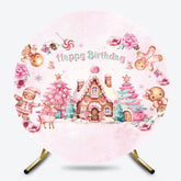 Lofaris Round Christmas Gingerbread House Birthday Backdrop